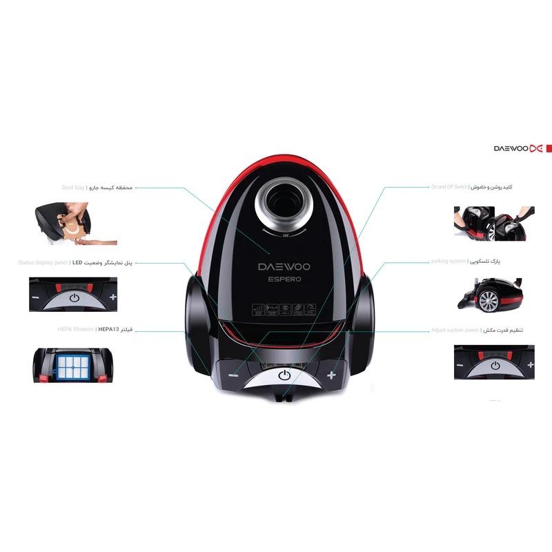 جاروبرقی ۱۴۰۰ وات دوو مدل DVC-LH22R